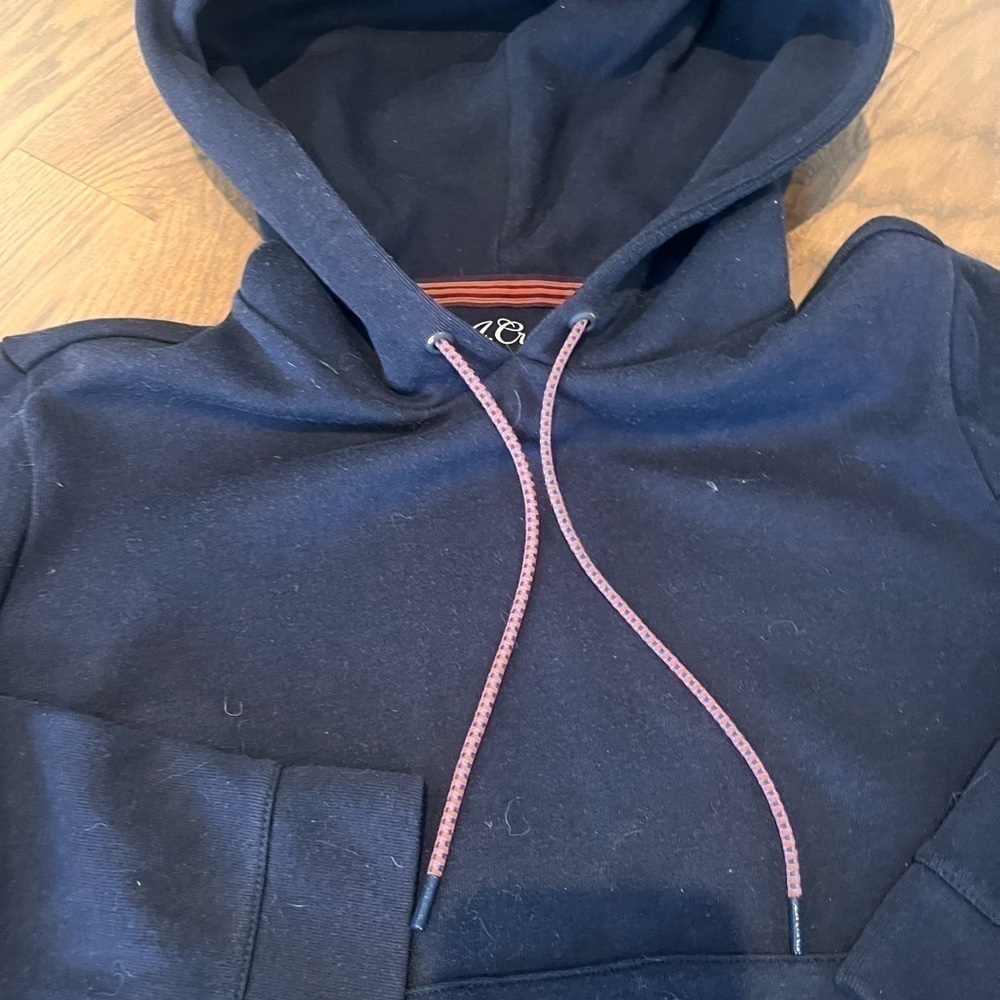 Women’s J. Crew Navy Blue Cropped Hooded Pullover Size XS Sweatshirt - Picture 8 of 11